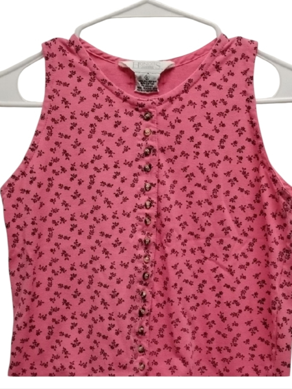 Honors Pink Floral Button-Front Juniors Tank Top